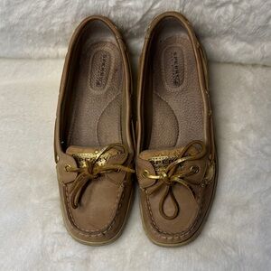 Sperry Women's Brown Loafers with Gold Accents